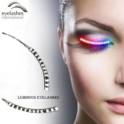 LED Eyelashes Light with 7 Color Unisex Flashes Interactive Changing LED False Lashes Shining Eyeliner Perfect for Party Bar Nightclub Rave Halloween Christmas and Birthday