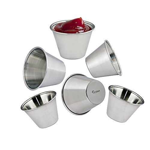 Kosma set of 6 Stainless Steel Condiment Cups | Pots Dish | Sauce Cup | Sauce Salad Dressing Cups - 4 oz/115 ml - Thumbnail 3