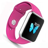 Apple Watch Band - WantsMall Soft Silicone Sport Style Replacement iWatch Strap for 38mm Apple Watch Models (Barbie Pink)