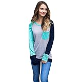 KuoShun Clearance Women Girls Fashion Autumn Winter Long Sleeve Stitching Crew Neck Sweatshirt