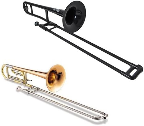 Trombone Duo Pack - pBone PBONE1B Jiggs Plastic Trombone, Black + Band Directors Choice F Attachment Trombone