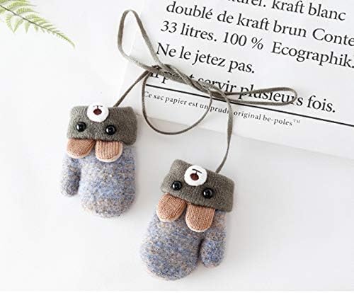 iEasey Cute Bear Baby Toddler Winter Warm Mittens On String Kids Cold Weather Fleece Knit Gloves Ski Snow Insualted Gloves for Baby Girls Boys 0-3 Years Gift,Bear-Grey - Image 4