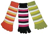 RSG Hosiery Funky Striped Toe Socks Kids/Children 3-Pack