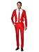 SUITMEISTER Red Christmas Suit - Size L, Includes Matching Blazer Jacket, Pants, Tie & Santa Hat | Slim Fit Ugly Fancy Dress Outfits | Christmas Day Outfit, Office Party, Thanks Giving & Gatherings