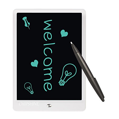 CHIPSHINE 10 Inch LCD Writing Tablet with Stylus and Stand Paperless Drawing Handwriting Pads for Kids Family Memo Office Writing(White)