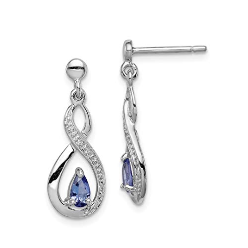 ICE CARATS 925 Sterling Silver Blue Tanzanite Diamond Post Stud Earrings Drop Dangle Fine Jewelry Ideal Gifts For Women Gift Set From Heart