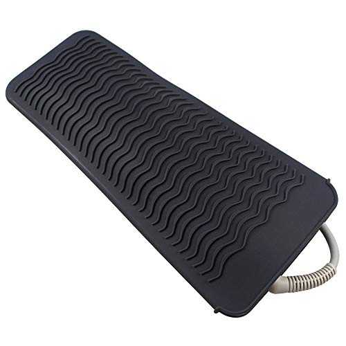 Black Heat Resistant Silicone Travel Pouch for Curling Irons,Hair Curling Wand,Hair Salon Curler,Flat Irons,Hair Straightener,Travel Mat Pad Station for Hair Hot Styling Tools - Thumbnail 4