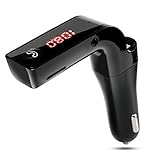 Bluetooth FM Transmitter, Megadream Wireless In-Car HD Stereo Cigarette Charging Adapter Car Kit with USB 5V/2.1A, Handsfree Mic, LED Display, TF Card Slot and Aux-in Available - Black