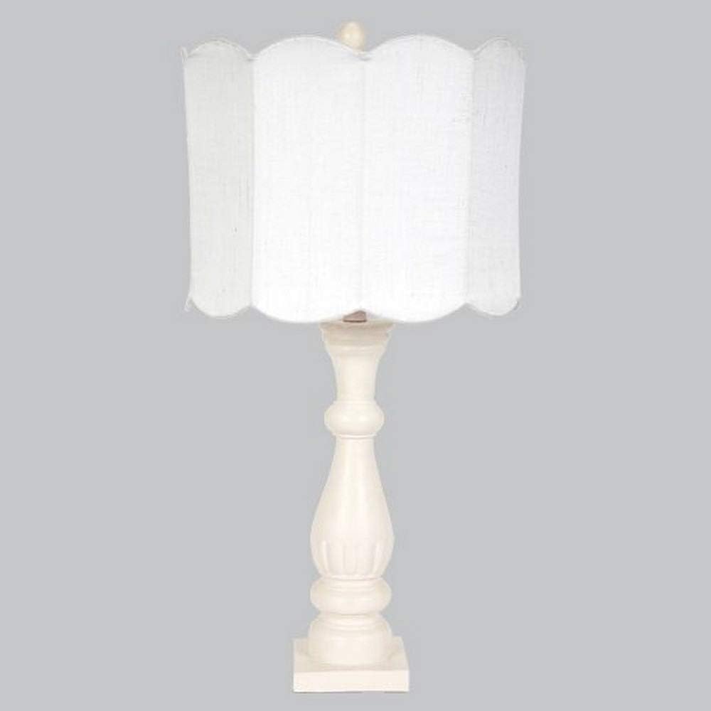 Jubilee Collection L71890P-4802 Pink Shabby Chic Lamp Base with White Double Scallop Drum Shade