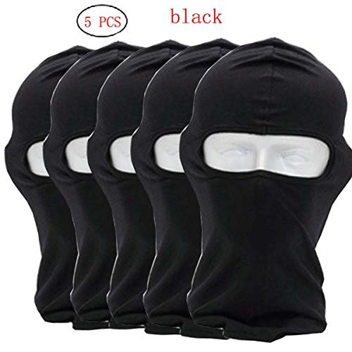 CxYuan 5pcs 1 Package Black 2018 Balaclava 1-Pack Face Mask Motorcycle Helmets Liner Ski Gear Neck Gaiter Ski Mask Accessories (Extra Warm) (black) - Thumbnail 4
