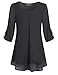 Cestyle Long Sleeve Blouses, Ladies Chiffon Pleated Dressy Tops Fashion 2017 Chinese Layered Swing Vintage Round Neck Fit Flare Tunic A-Line Trapeze Casual Wear Clothings Chic Plain Shirt Black L