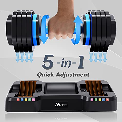 Merax Deluxe 55 Pounds Adjustable Dumbbell, 5in1 Dumbbell 1555lb Adjustable Weight Plate for