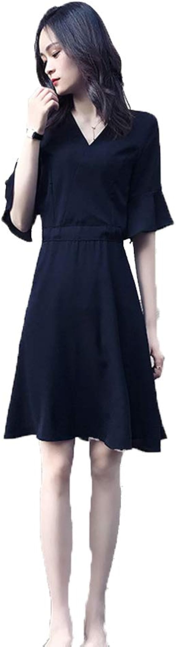 Amazon Co Jp 黒いドレス女性のスリムスリム長いシフォンスカートヘップバーン小さな黒いワンピース ファッション