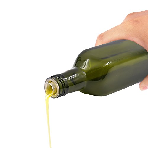 2 Olive Oil Dispenser 17 OZ and 9 OZ Dark Green Kitchen Olive Oil Bottles with 2 Oil Dispensing Pour Spouts,Against Sunlight and Leakage-free Oil and Vinegar Dispenser