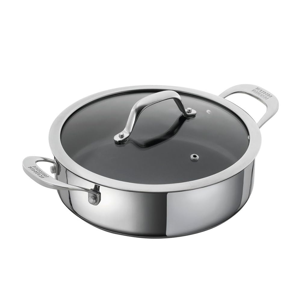 Kuhn Rikon Allround Non Stick Shallow Casserole Pot 24cm Oven Safe Cooking Pan With Lid. Induction Cooking Pot. Casserole Dishes With Lids Oven Proof – Lifetime Kuhn Rikon Cookware Guarantee