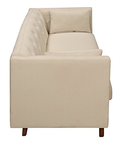 Elle Decor Celeste Tufted Sofa, Chenille, Ivory