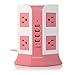 Safemore Smart 8-Outlet with 4-USB Output Power Strip (Pink and White)