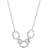 Vanbelle Sterling Silver Jewelry - Rhodium Plated with 925 Stamp - Fancy Interconnected Pendant Necklace - Handmade for Women - Chain 16" Long + 2" Extender