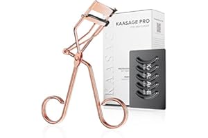 KAASAGE Eyelash Curler for Women, Golden Professional Lash Curler with Refill Silicone Pads; Easy to Curl Open-Eye Eyelashes Naturally in Seconds with No Pinching, No Pulling and Last Long