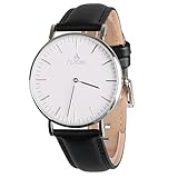 Aurora Women's Classic Analog Quartz Watch with Black Band (Silver)