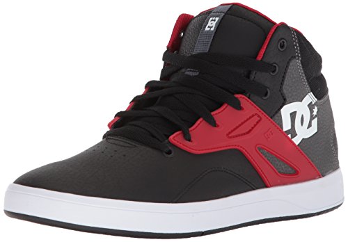 DC Men's Frequency High Skate Shoe, Black/Grey/Red, 7.5 D US