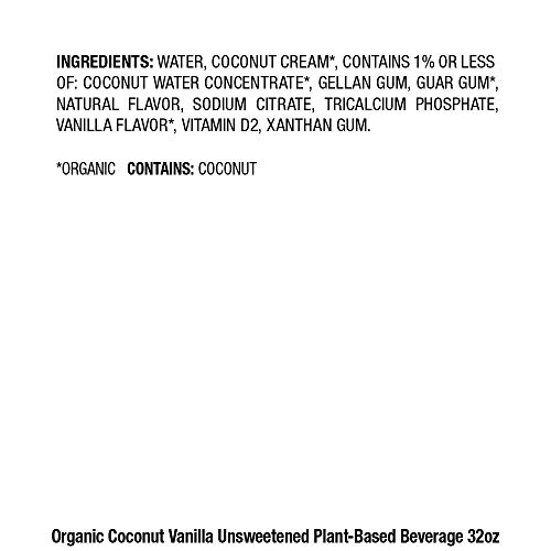 Pacific Foods Organic Coconut Non-Dairy Beverage, Unsweetened Vanilla, 32-Ounce, (Pack of 12)