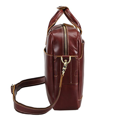 Texbo Genuine Leather Men's Briefcase Messenger Tote Bag Fit 17" Laptop