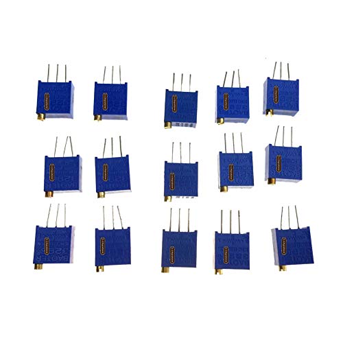 Potentiometer Kit, Ltvystore B5K B10K B20K B50K B100K Ohm Knurled Shaft Linear Rotary Taper Potentiometer + 5 Color Potentiometer knob + 3296W Variable Resistor Multiturn Trimmer Adjustable Precision - Thumbnail 7