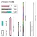 Sunnywoo Collapsible Reusable Straws,Portable Stainless Steel Metal Drinking Foldable Straw with Rose Gold Travel Case & Cleaning Brush & Keychain & Silicon Tips for Adults and Kids (Rainbow Straw)