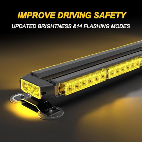 KAMOPA 96 cm 78 LED Flashing Strobe Light Bar, 12 V/24 V Magnetic Vehicle Emergency Warning Bar (Amber)