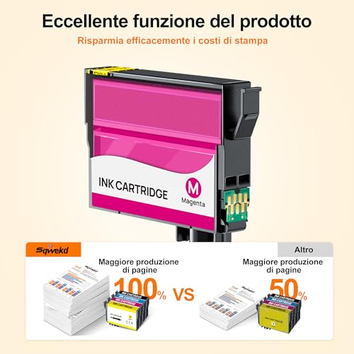 Sqwekd Compatible Ink Cartridges for Epson Expression Home XP-2200 XP-2205 XP-3200 XP-3200 XP-3205 XP-4200 XP-4205 Workforce WF-2910 WF-2930 WF-2935 WF-2950 (4 Black, 2 Cyan, 2 Mag) enta, 2 JAAand )