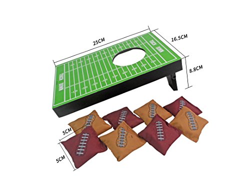 SPORT BEATS Sportbeats Mini Portable Cornhole Toss Game with 4 Bean Bags,Great for Fun and Stress Relief,Football Design