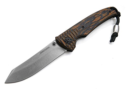 Cool Hand 4.38'' Closed 440C Stainless Steel Folding knife with Silver Stone Wash finish, Chiseled G10 Handle