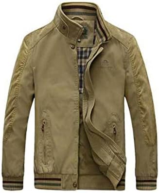 Bysun Men's Casual Cotton Jackets Khaki Large