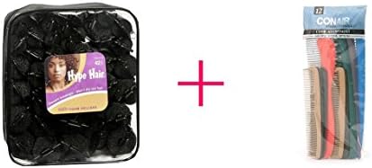 Hype Hair Satin Foam Rollers Black (2pc AND Conair Brush Styling Essentials Comb Assortment - BUNDLE)