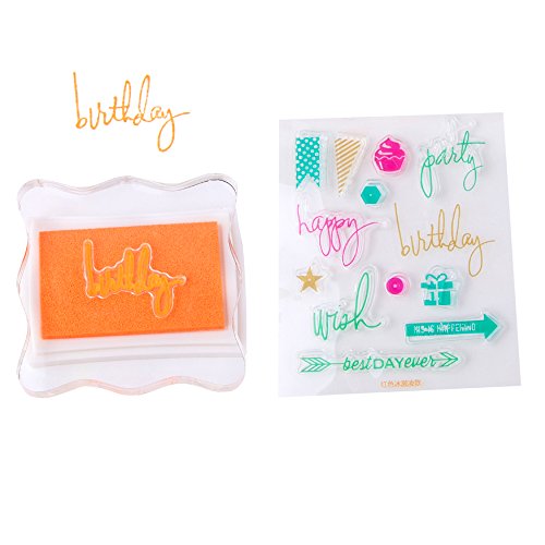 CHuangQi Children's Stamps Ink Pad Sets, Non Toxic Water Soluble Multi Color Ink, Custom Rubber Stamps for Making Scrapbooking (Set of 12)