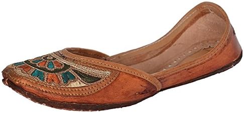 StepIndia Multi Colored Embroidery Work Leather Ethnic Rajasthani Jaipuri Mojari Juti Shoes for Women and Girls