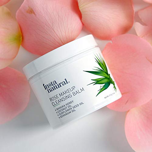 Rose Cleansing Balm - Natural Facial Cleanser & Makeup Remover with Coconut Oil and Manuka Honey - Instantly Removes Waterproof Mascara & Face Makeup - Gently Double Cleanse and Purify Skin - 4 oz - Thumbnail 3