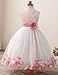 NNJXD Girl Tutu Flower Petals Bow Bridal Dress for Toddler Girl Size 6-7 Years Big Pink