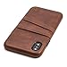Dockem Exec Wallet Case for iPhone X/XS: Slim Vintage Synthetic Leather Case with 2 Credit Card/ID Holder Slots, Simple Professional Snap On Cover [Brown]
