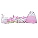 ThinkMax Children Cartoon 3-In-1 Play Tent Tunnel and Ball Pit Combo Toy with Mini Basketball Hoop (Rabbit)