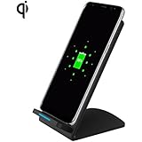 Fast Wireless Charger ,Fast Charger Pad Qi Wireless Charger Stand 2 Coils for Iphone8/X Samsung S8,S8+,S7,S7 Edge,S6 Edge Plus, Note5,S6,S6 Edge, and Iphone (Black)