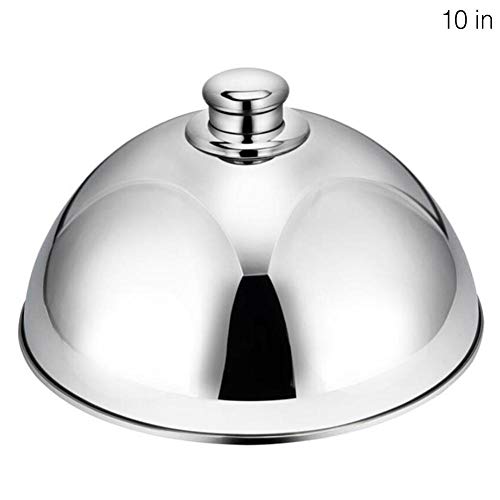 Stainless Steel Restaurant Cloche Serving Dish Food Cover Dome Plate Covers To Keep Food Warm (10in, Silver) - Thumbnail 3