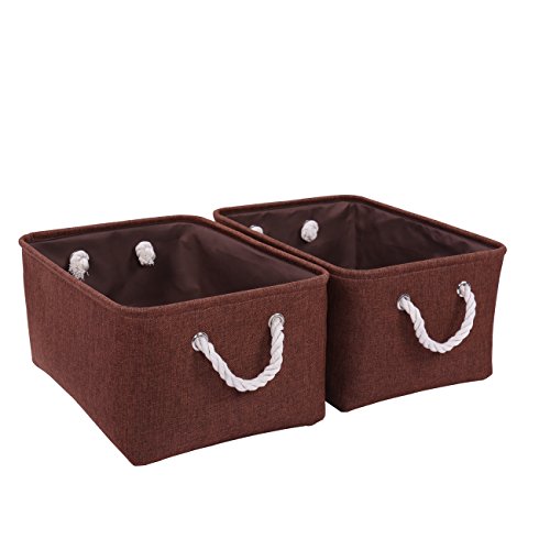 image for TheWarmHome Foldable Storage Basket with Strong Cotton Rope Handle, Co