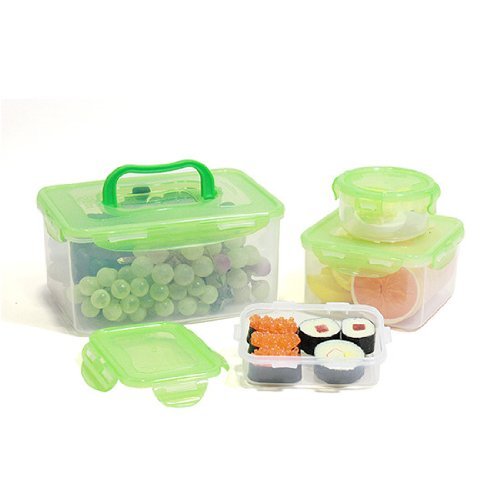 LOCK & LOCK 8-Piece Lunch Box, 4 Containers, Green Lid - Thumbnail 3