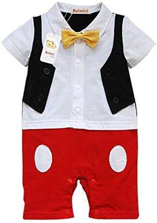 Mainaisi Infant Baby Boys One Piece Bowknot Romper Jumpsuit Communion Party Suit Clothes Outfits Mickey 95(12-18 months)