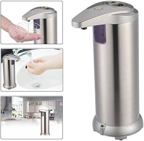 Automatic Soap dispenser, Touchless Stainless Steel Soap Dispenser, IR Infrared Motion Sensor Hand Free Dish Soap with Fingerprint Resistant Coating and Waterproof Base,Champagne