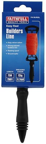 Faithfull Orange Brick Line String 75M 12kg Rotating Spool Builder Tool view 2