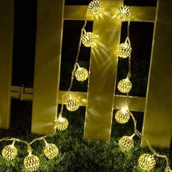 16 Pixel LED Golden Ball String Lights Plug-in Metal String LED Lights For Bedroom/Home Decoration Copper String Fairy Romantic Mood Light For valentine day,Speacial Diwali, Naratri Christmas lighting