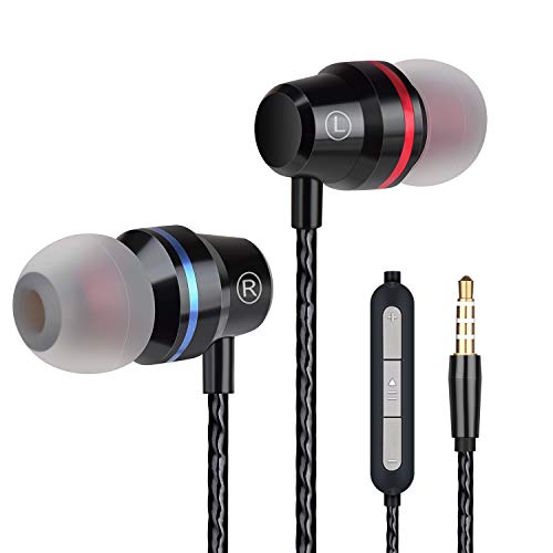 Earbuds Ear Buds Wired in Ear Headphones Stereo Earphones with Microphone Mic and Volume Control Noise Isolating Earbuds Samsung Android Smartphones Tablet Laptop 3.5mm Audio